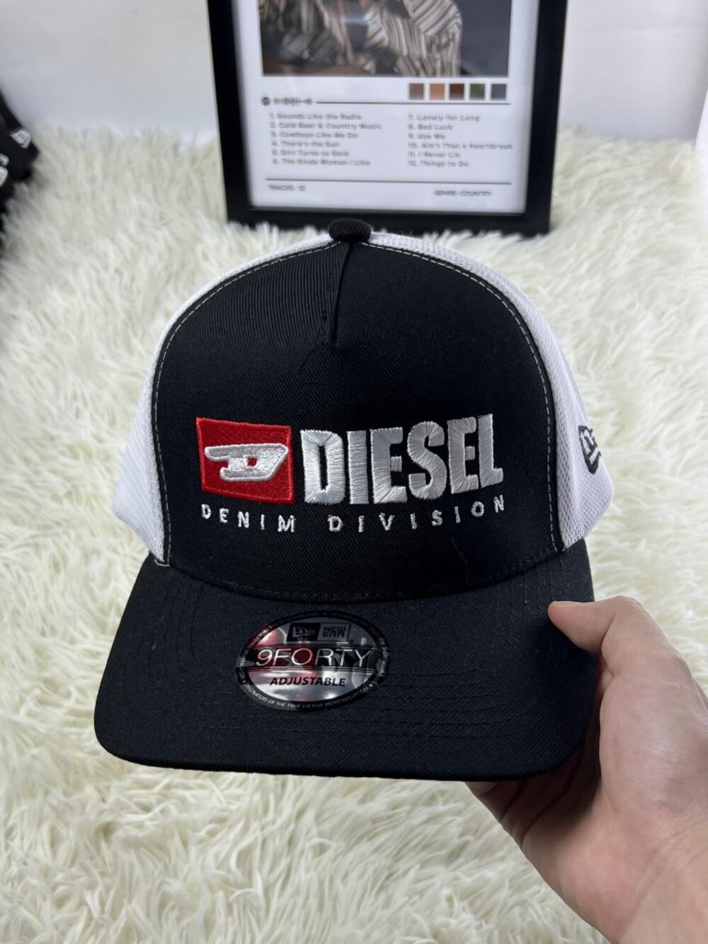 Diesel Denim Division Embroidered Snapback Hat Black Trucker Cap Vintage Streetw